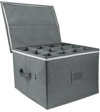 Inspired Deals Foldable Wine Glass Storage Box, Stemmed Glass Storage Organizer Grey Protective Case Foldable Wine Glass Storage Box, Stemmed Glass Storage Organizer Grey Protective Case