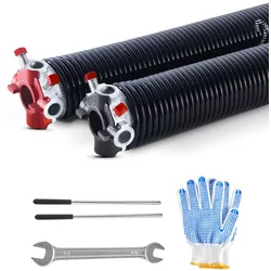 VEVOR Torsionsfedern für Garagentore (Φ 5,72 x Φ 50,8 x 685 mm) 16000 Zyklen, schwarz beschichtet zum Auswechseln, Garagentorfedern mit rutschfesten Wickelstäben & Handschuhen & Montageschlüssel