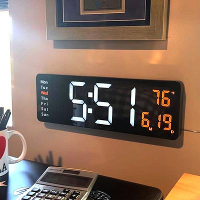 Universal Stock Large Digital Wall Clock With Remote, LED Display, Date, Temperature & Auto Dimming Large Digital Wall Clock With Remote, LED Display, Date, Temperature & Auto Dimming
