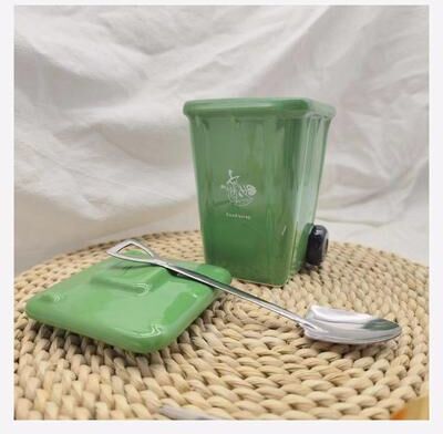 Multicon Wholesale Hub Trendy Green Office Coffee Mugs, Funny Trash Can Ceramic Mug, Breakfast Milk Oat Cups, Kawaii Couple Water Cup d