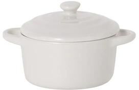 Inspired Living Mini Ceramic Baking Bowl With Lid & Double Handles Microwave Safe Steamed Egg & Soup Bowl white