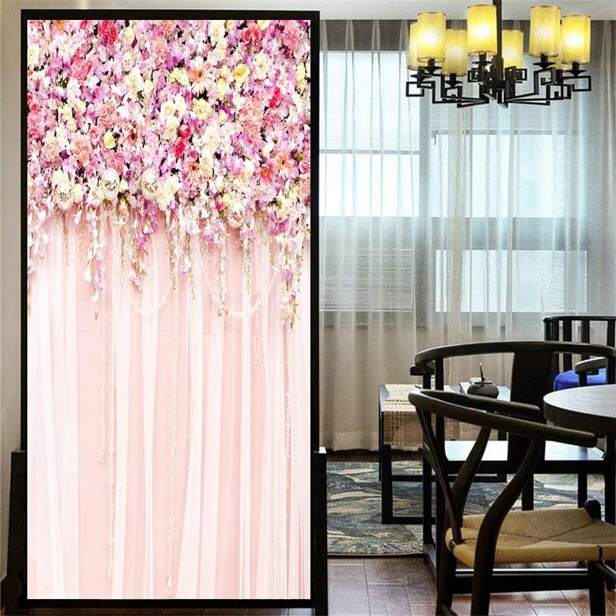 Raamfolie Bloem Decoratieve Privacy Folie Roze - 80 x 140 cm