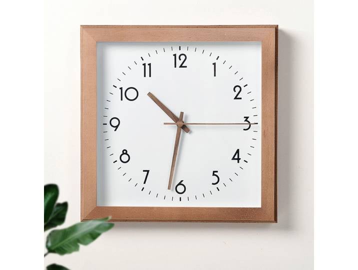 Horloge murale carrée japonaise simple, salon, Lisheng, rétro, nordique, moderne, bois massif, silencieux