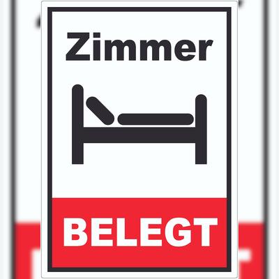 HB-Druck Zimmer BELEGT Aufkleber Hochkant A2 (420x594mm)