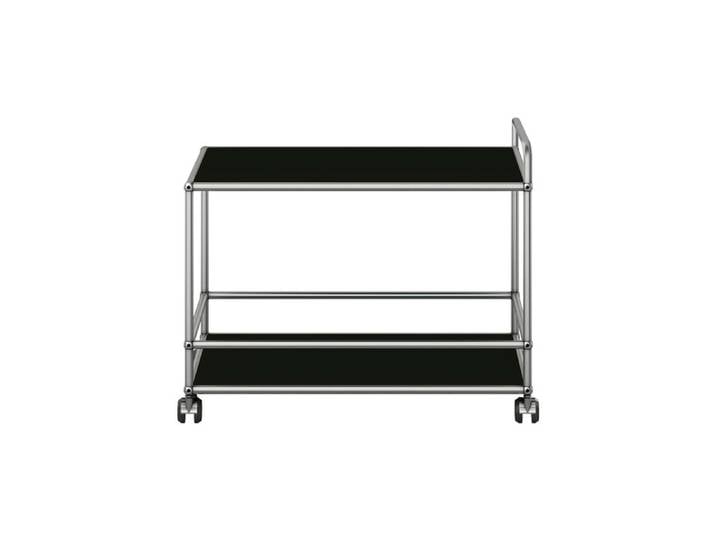 USM Haller Küchenwagen silber 2 Metalltablare Gestell verchromt graphitschwarz 78x66x53 cm