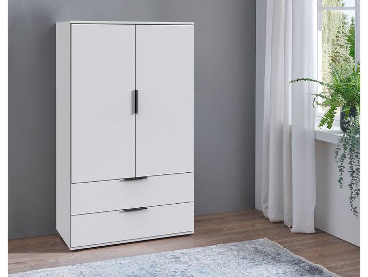 Wäscheschrank Easy Plus 81cm Weiß/Weiß Schwarz
