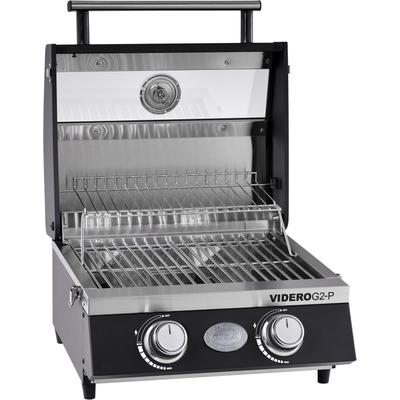Gasgrill RÖSLE "BBQ-Portable VIDERO G2-P", schwarz, B:47cm H:34,5cm, Grills, tragbar, variable Temperatursteuerung, Betrachtungsfenster