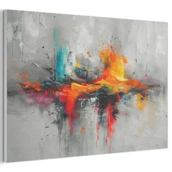 AKUSTIKBILD Moderne Kunst - Orange - Grau - Abstrakt Akustikpaneele 90x60 cm