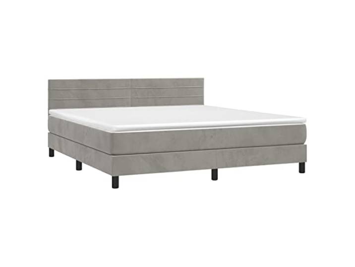 vidaXL Boxspringbett mit Matratze Hellgrau 160x200 cm Samt