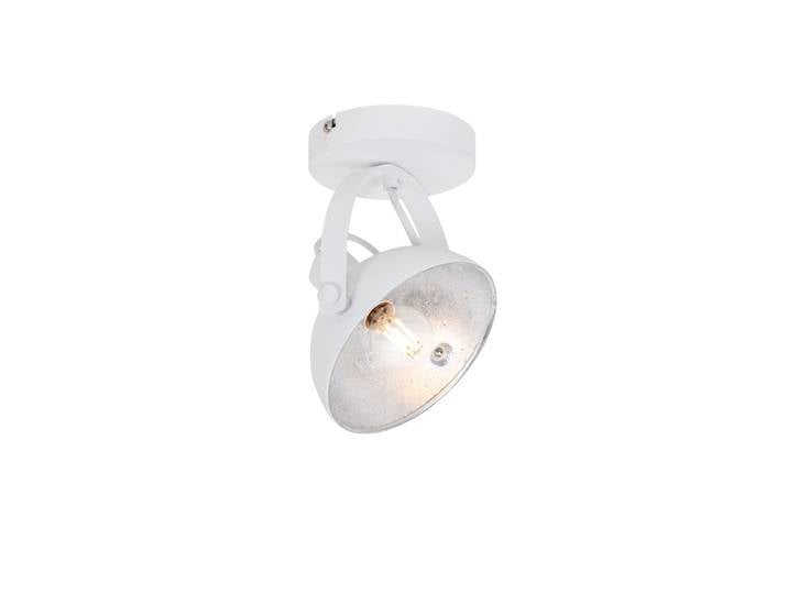 Plafonnier industriel blanc avec argent 15 cm réglable - Magnax
