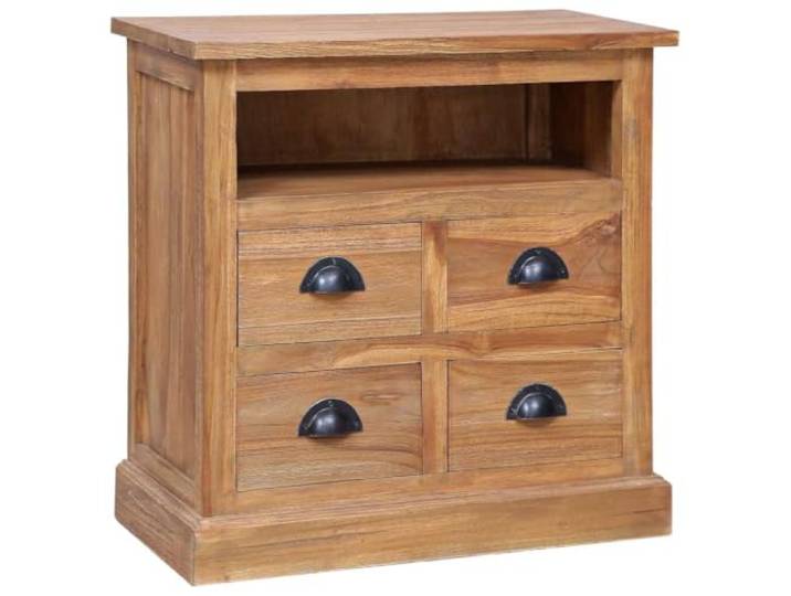 Kaorsrow Beistellschrank Massivholz Teak Sideboard 60x30x60 cm Rustikales Sideboard im Kolonialstil mit 4 Schubladen und Fach fuer Schlafzimmer, Wohnzimmer oder Lounge.