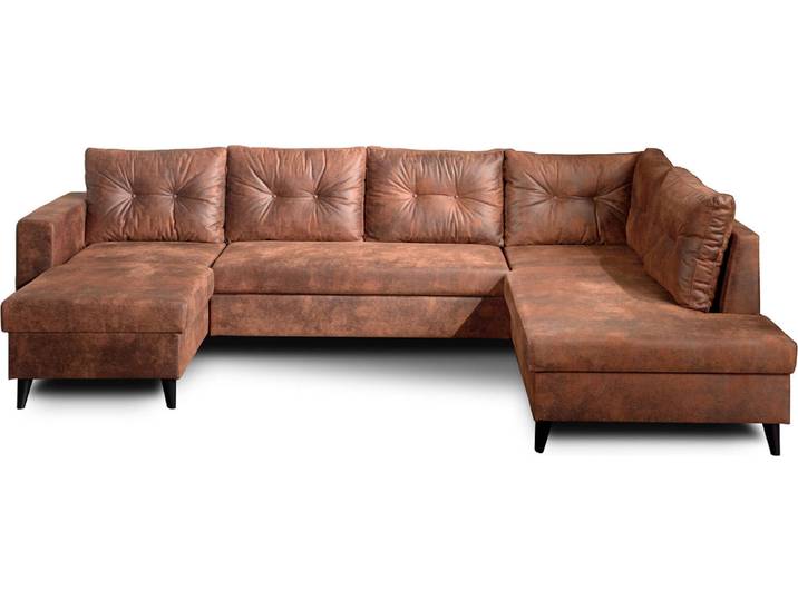 Best Mobilier NORDIC - Canapé panoramique en U - 7 places - Convertible - Industriel vintage - Angle Droit \, Marron