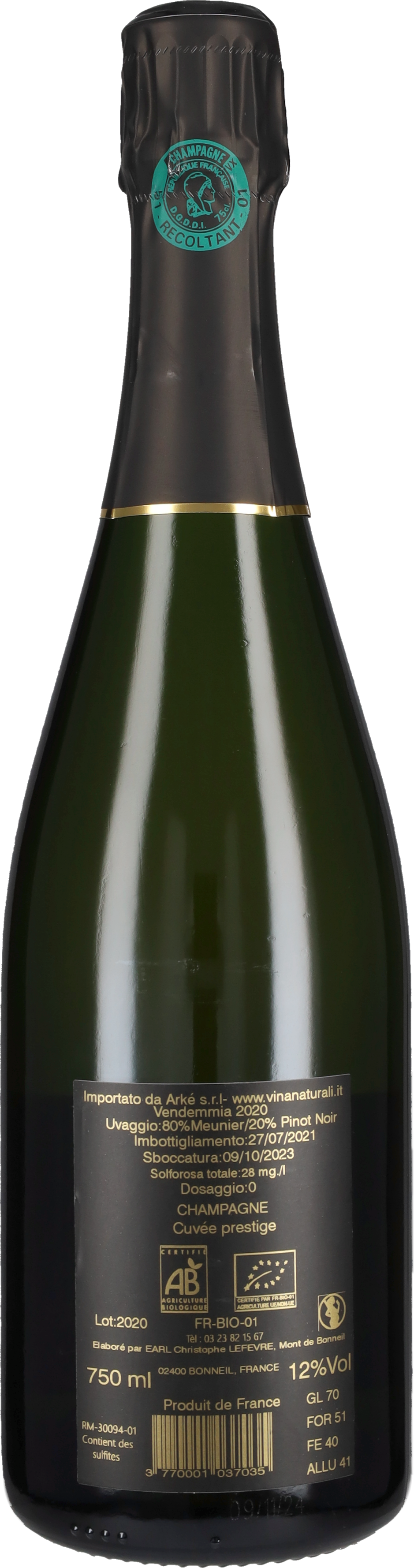Christophe Lefèvre Champagne Brut Nature 'Cuvée Prestige' Cristophe Lefevre 2020