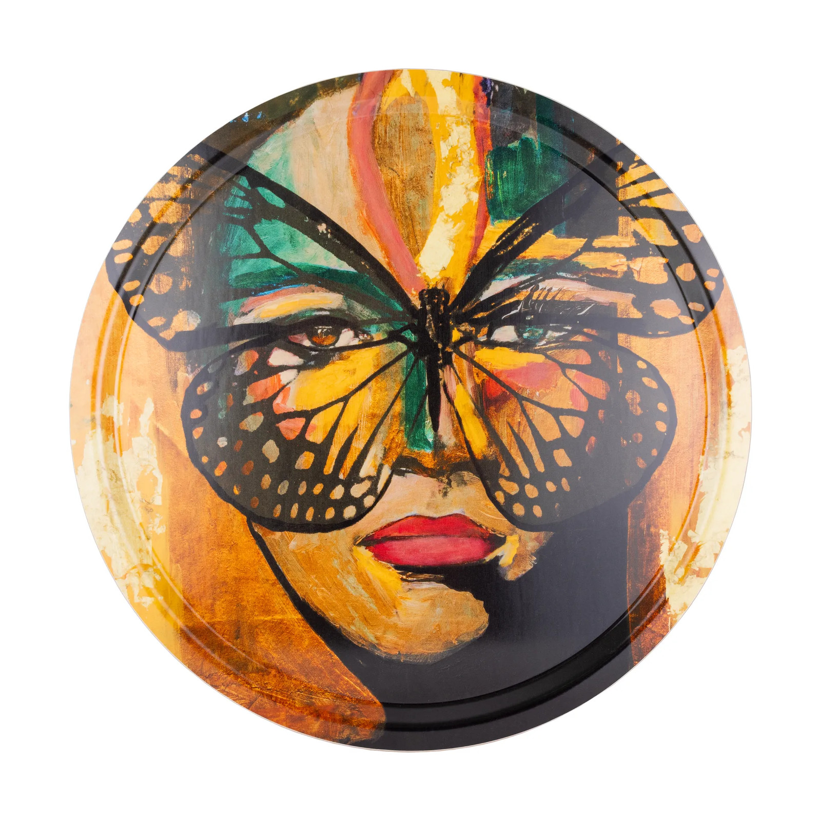 Carolina Gynning Golden Butterfly dienblad, Oranje-zwart, Ø 46 cm