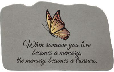 When Someone Becomes a Memory Butterfly Garden Memorial Accent Stone by Kay Berry in Grey