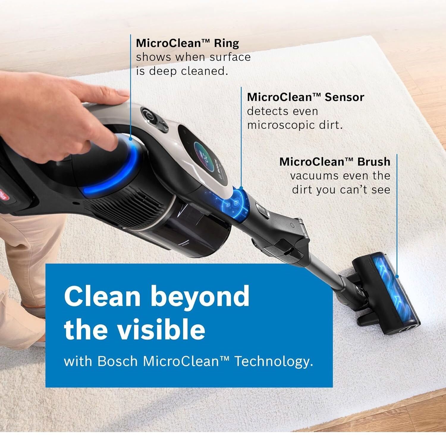 Bosch Unlimited 10 BBS1041GGB Cordless Vacuum – 80min Runtime, MicroClean Tech, Sensor & TFT Display – Greige