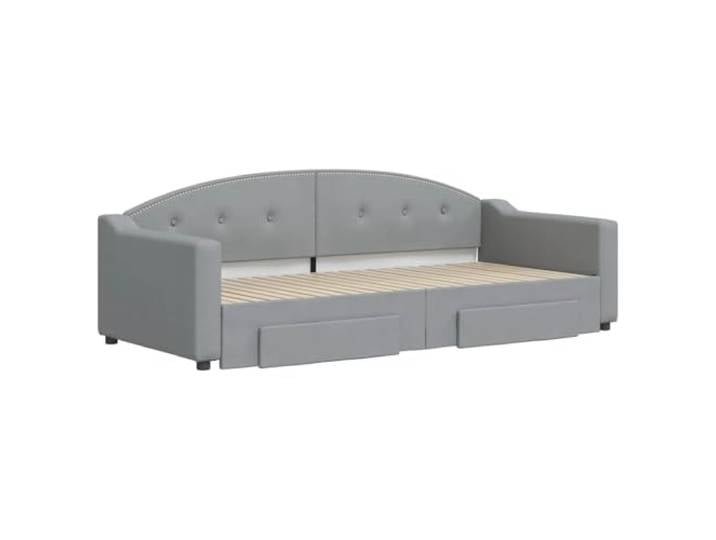 KTHLBRH Ausziehbares Schlafsofa hellgrau 90 x 200 cm Stoff 2 Schubladen mit Rollen, Gestell aus Holz und Metall, 2 in 1 Schlafsofa, für Wohnzimmer