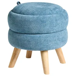 POUF mit Stauraum Chenillegewebe Blau Hawley