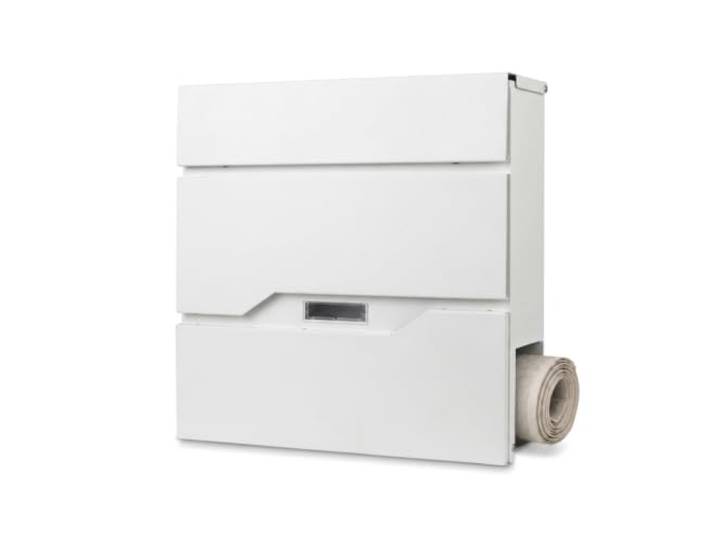 Relaxdays Boîte aux lettres avec porte-journaux\, blanc 38 x 37 x 11\,5 cm\, 4 clés
