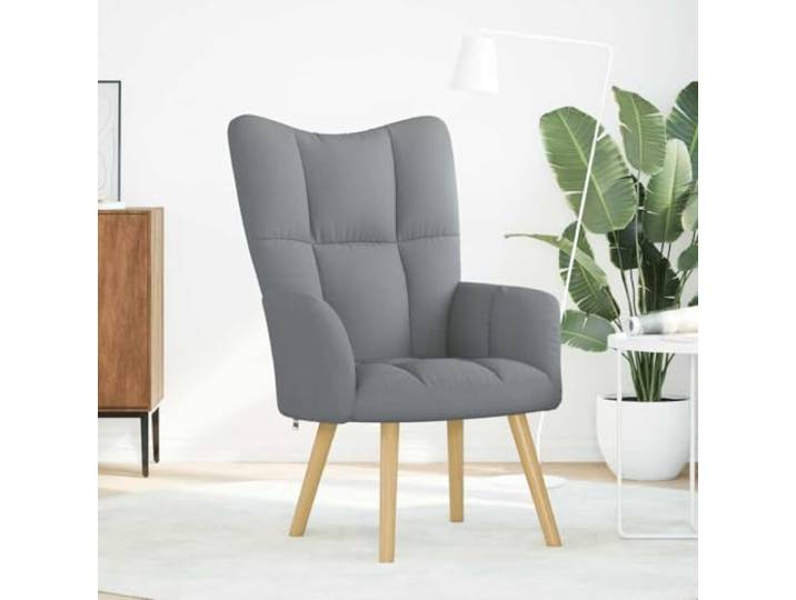 KTHLBRH Sessel hellgrau aus Stoff mit Struktur aus Holz und Metall Gepolsterte Sitzfläche mit Armlehnen, vielseitig einsetzbar, einfache Montage, neutrale Farbe