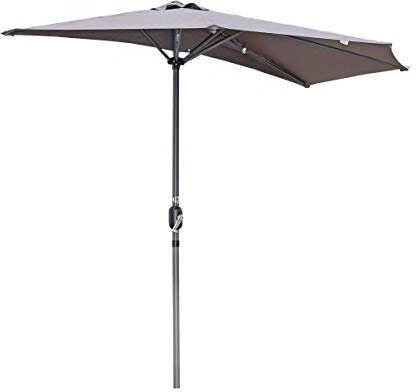 Freeport Park Carshalt 250 cm W X 200 cm D Half Market Parasol with Crank Lift Grey 238cm H X 250cm W X 200cm D