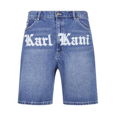 Shorts KARL KANI "Karl Kani Herren Karl Kani OG Old English Denim Shorts", Herren, Gr. 36, Normalgrößen, blau (vintage indigo), 100% Baumwolle, loose fit, Hosen Shorts
