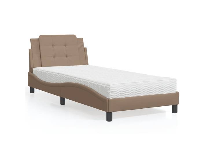 vidaXL Bett mit Matratze Zadar Cappuccino-Braun 90x190 cm