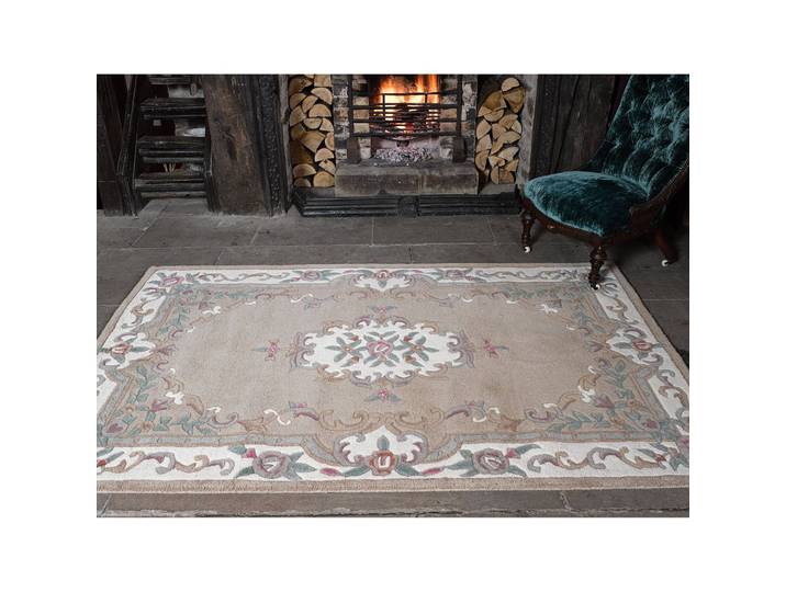 Wollteppich Aubusson Beige/Rehbraun 75 x 150cm Wolle