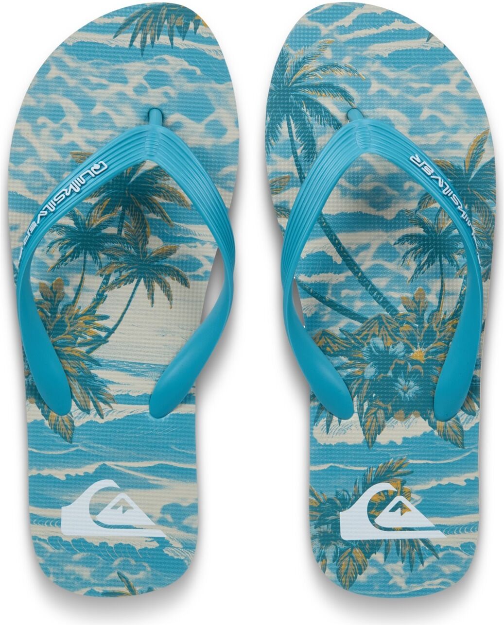 Sandale QUIKSILVER "Molokai Art", Herren, Gr. 10 (43), blau (aqua sundown), Obermaterial: 100% Synthetik, Futter: 100% Synthetik, Laufsohle: 100% Schwammgummi., Schuhe Sandale aqua sundown 10 (43)