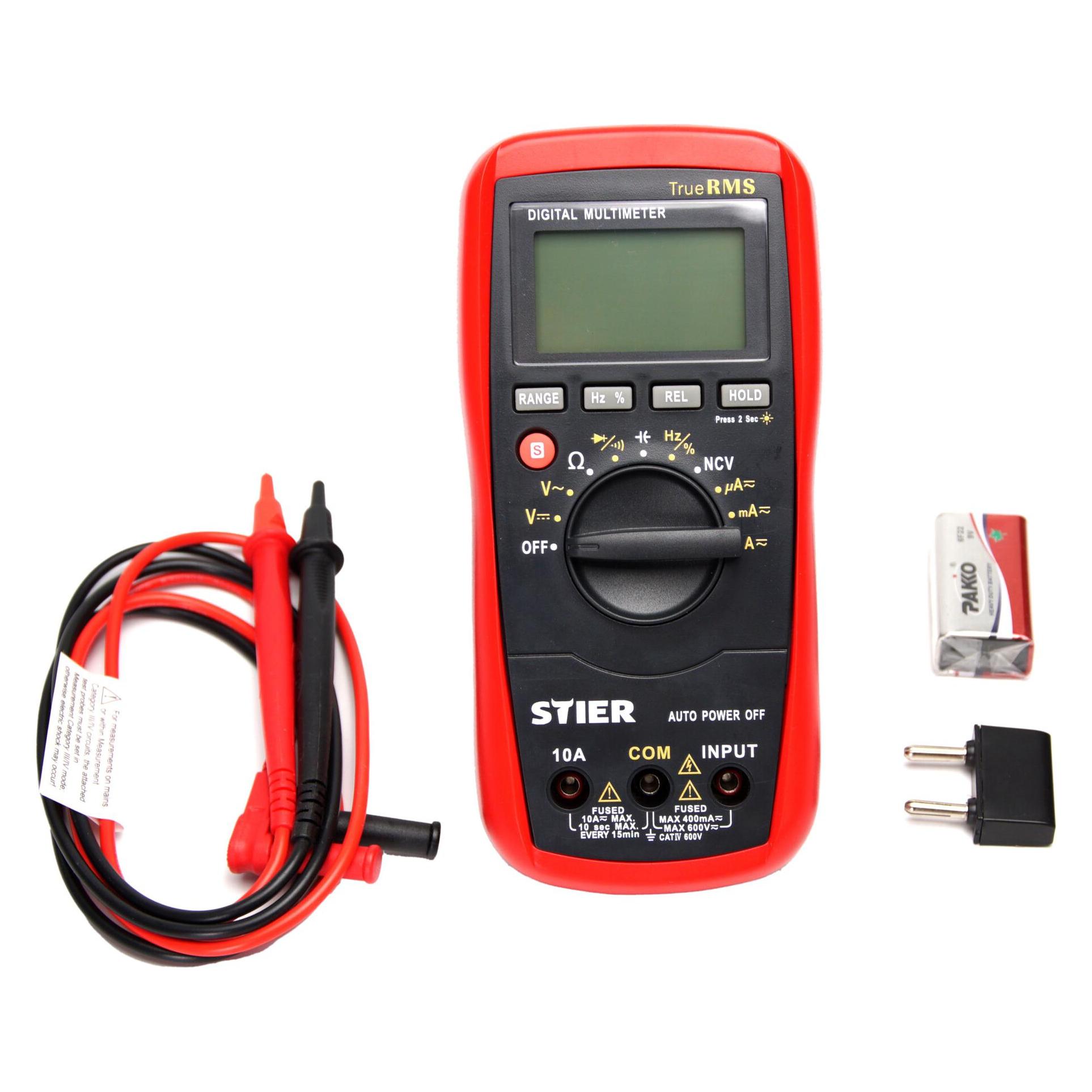 Stier Digital-Multimeter 4V - 600 V AC / 0,400mV - 600 V DC CAT IV 600V (CAT III 600V, CAT IV 600V, Hand-Multimeter) (81209743)