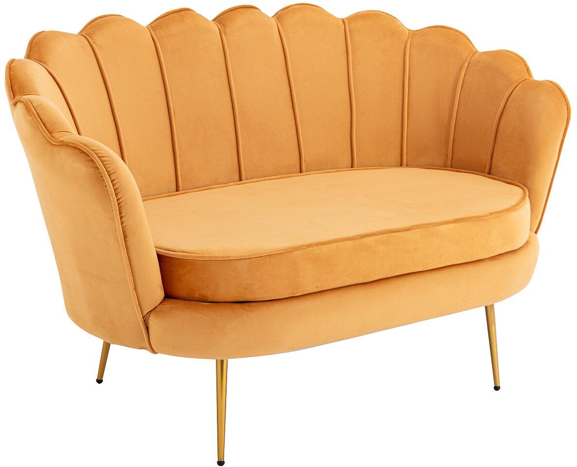 Vente-unique Muschelsofa 2-Sitzer - Samt - Senfgelb - DANDELION