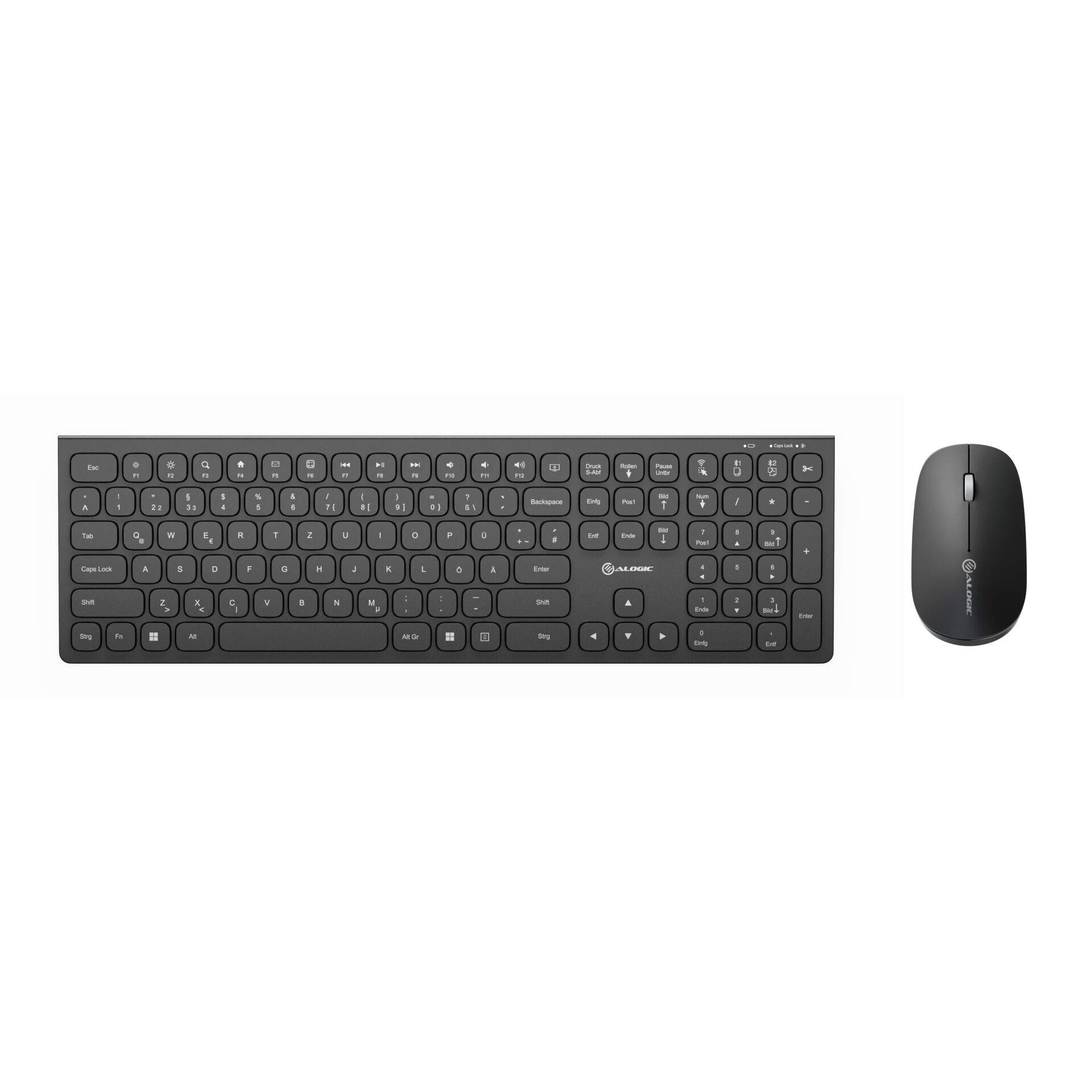 Alogic Echelon Bluetooth Wireless Keyboard (Deutsch) Tastatur + Maus schwarz ASKBT3WC-DE