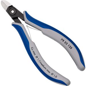 Knipex Seitenschneider 79 22 125, Präzisions-Elektronik, 125 mm, poliert, Mehrkomponentengriffe, mit Öffnungsfeder