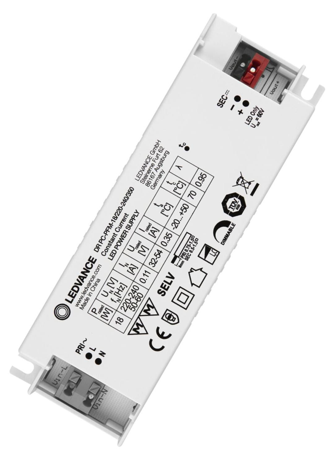 Ledvance LED-driver fase-afsnijding vermogen -18/220-240/350