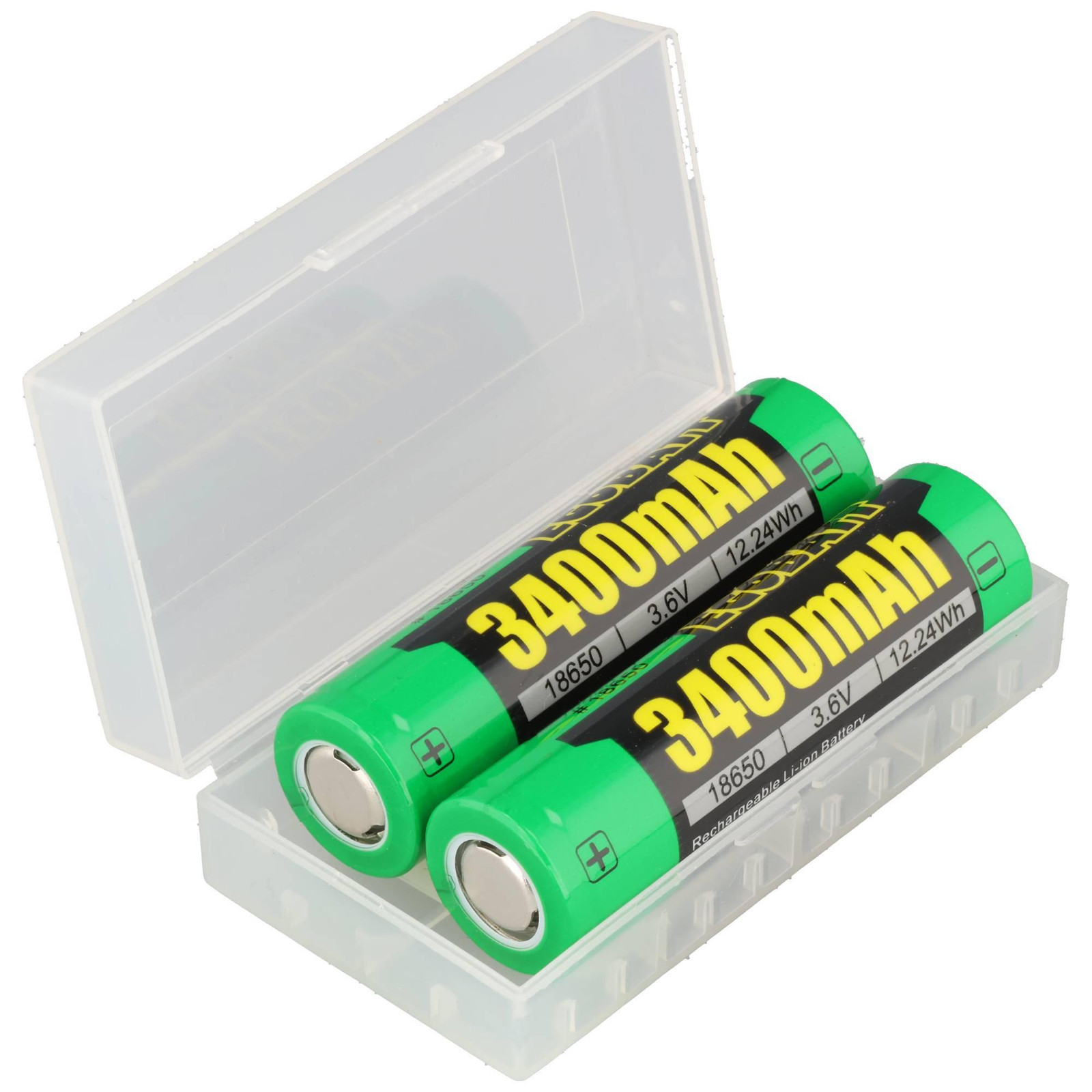 Pichler Li-ion batterij 18650, platte top, 3400 mAh, 3,7 V, set van 2 stuks, 65,2 x 18,3 mm