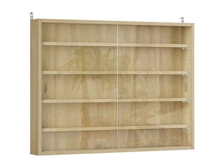 FSX Étagère de rangement à 5 niveaux réglables en bois avec portes en verre 80x9 5x60 cm couleur bois