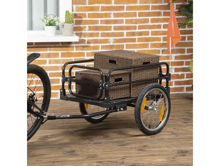 HOMCOM Remorque Vélo Pliable Acier 40kg