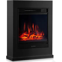 KAMINIO Elektrokamin KALLE - Elektrischer Standkamin mit Heizung, 3D-Flammeneffekt, Fernbedienung - Schwarz