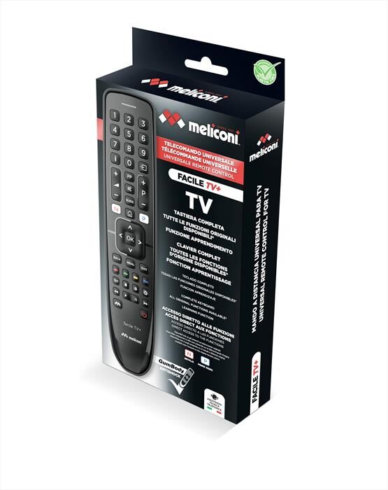 Meliconi Telecomando Universale Gumbody Facile Tv+-corpo In Gomma, Plastica Nera