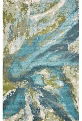 Porch & Den Hamlet Teal Abstract Marbled Rug