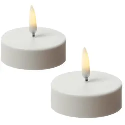 LED Maxi Teelichter Thea XL Uyuni Timer dimmbar D: 6,1cm weiß 2er Set