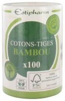 Estigreen COTONS-TIGES RECYCLÉS EN BAMBOU ET COTON BIO (x100) - Boîte 100 coton-tiges