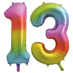 XL Folienballon Regenbogen Zahl 13