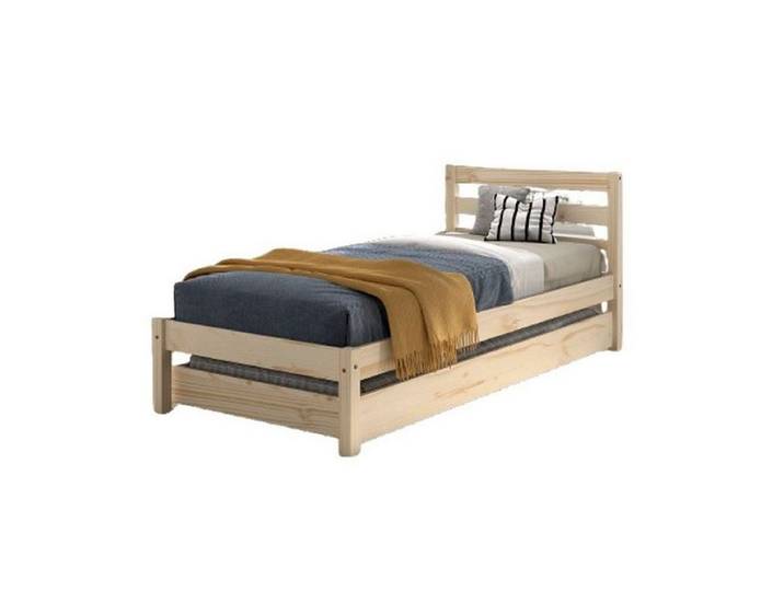 58 aufm Kessel Kinderbett Einzelbett 90x200 Kiefer natur robust stabil mit Bettschublade (inkl. Versand, Lieferung bis Verwendungsstelle), Massivholz Bett mit Gästebettfunktion und Stauraum