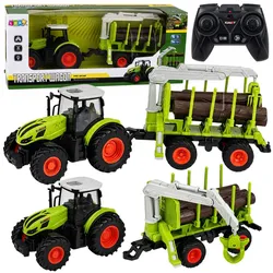 RC-ferngesteuerter Traktor mit Forstanhänger und Holzgreifer 1:24