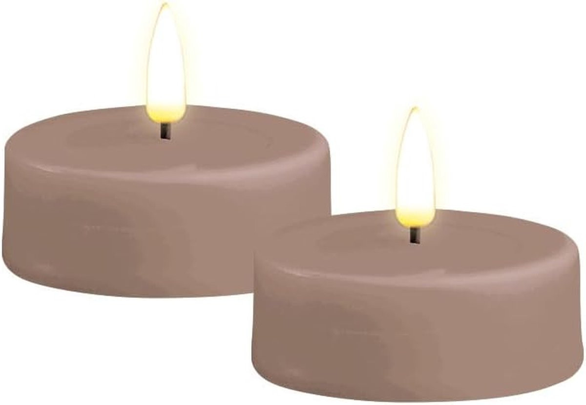 Set van 2 roze LED theelichtjes met echte was voor sfeerverlichting