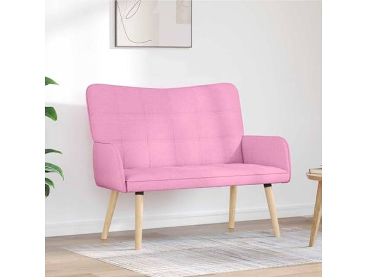 YUTAASU 2-Sitzer Sofa Rosa 115 cm Stoff Couch 100% Polyester Bezug, Metallrahmen, Modernes Design, Pflegeleicht
