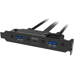 Akasa - USB 3.1 gen 2 typ C a 2xTyp A 3.0 z áslepka (0.50 m, USB 3.2 Gen 1, USB 3.2 Gen 2), USB Kabel