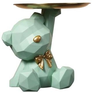 HomeDecorAndMore LLC Geometric Bear Resin Key Holder Stylish Home Decor Tray green
