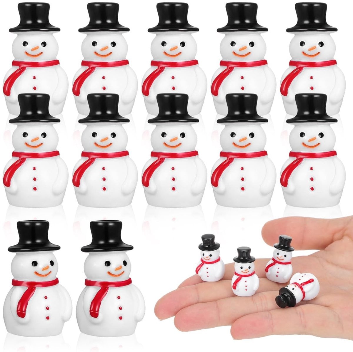 Set van 20 Miniatuur Kerstsneeuwmannen van Hars voor Tafeldecoratie